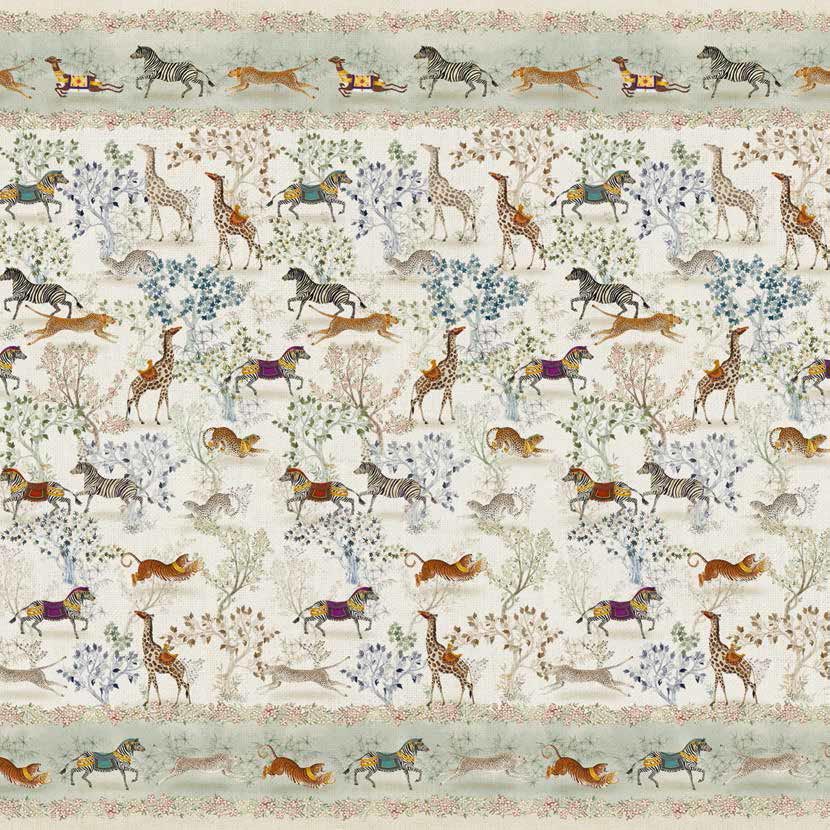 Bedspread in Pure Linen printed Animals Patterned  - Jambo
