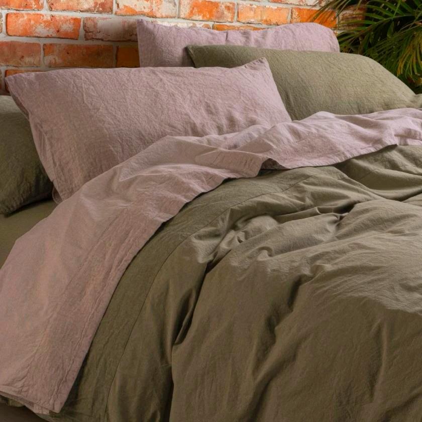 Duvet Cover Set in Stonewashed Cotton and Linen - Loira