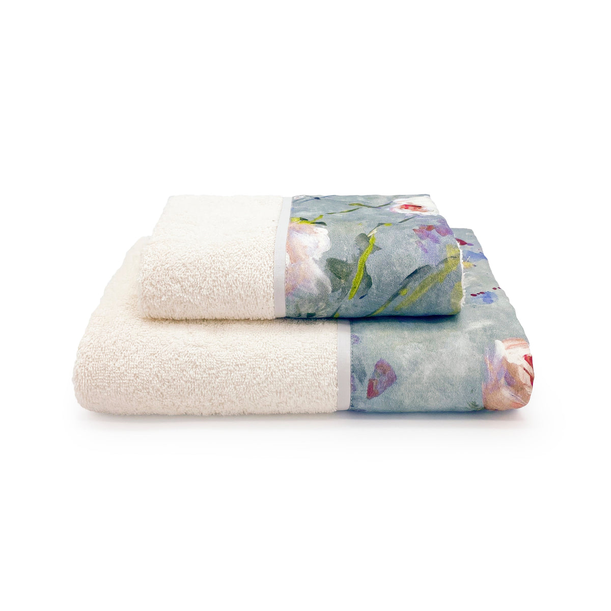 Towels in Terry Cotton with Satin Flounce - Acquerello