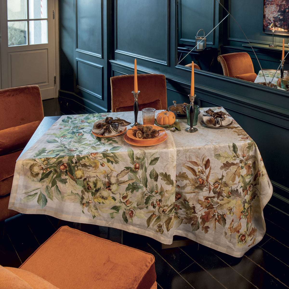 Tischdecke aus reinem Leinen, bedruckt, gemustert – Ballotte