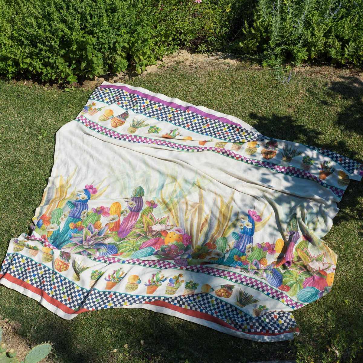 Bedspread in Pure Linen printed Floral Patterned  - Kactus