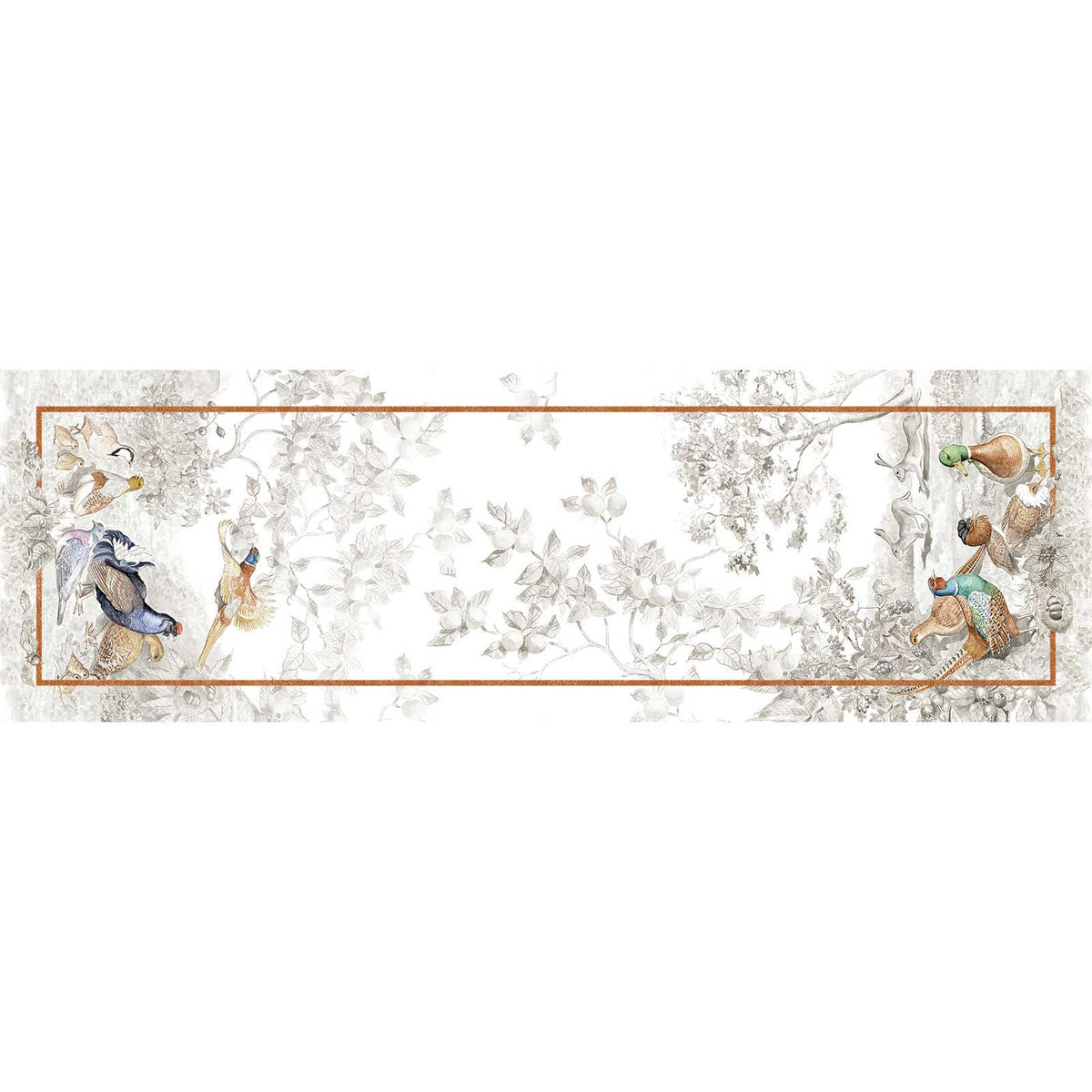 Table Runner in Pure Linen printed Floral and Animal Patterned - Norma