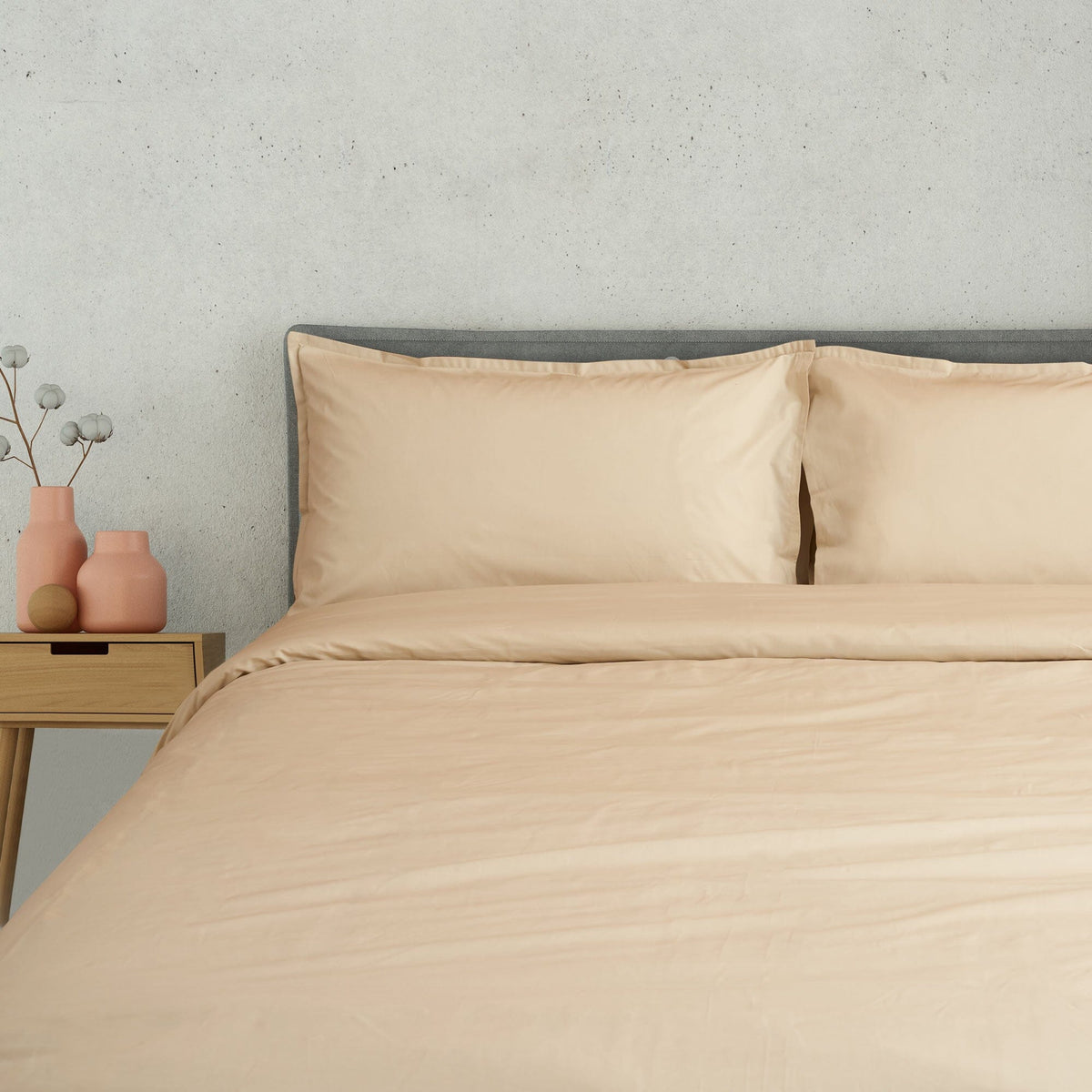 Duvet Cover Set in 200TC Pure Cotton Percale Solid Color - Milano