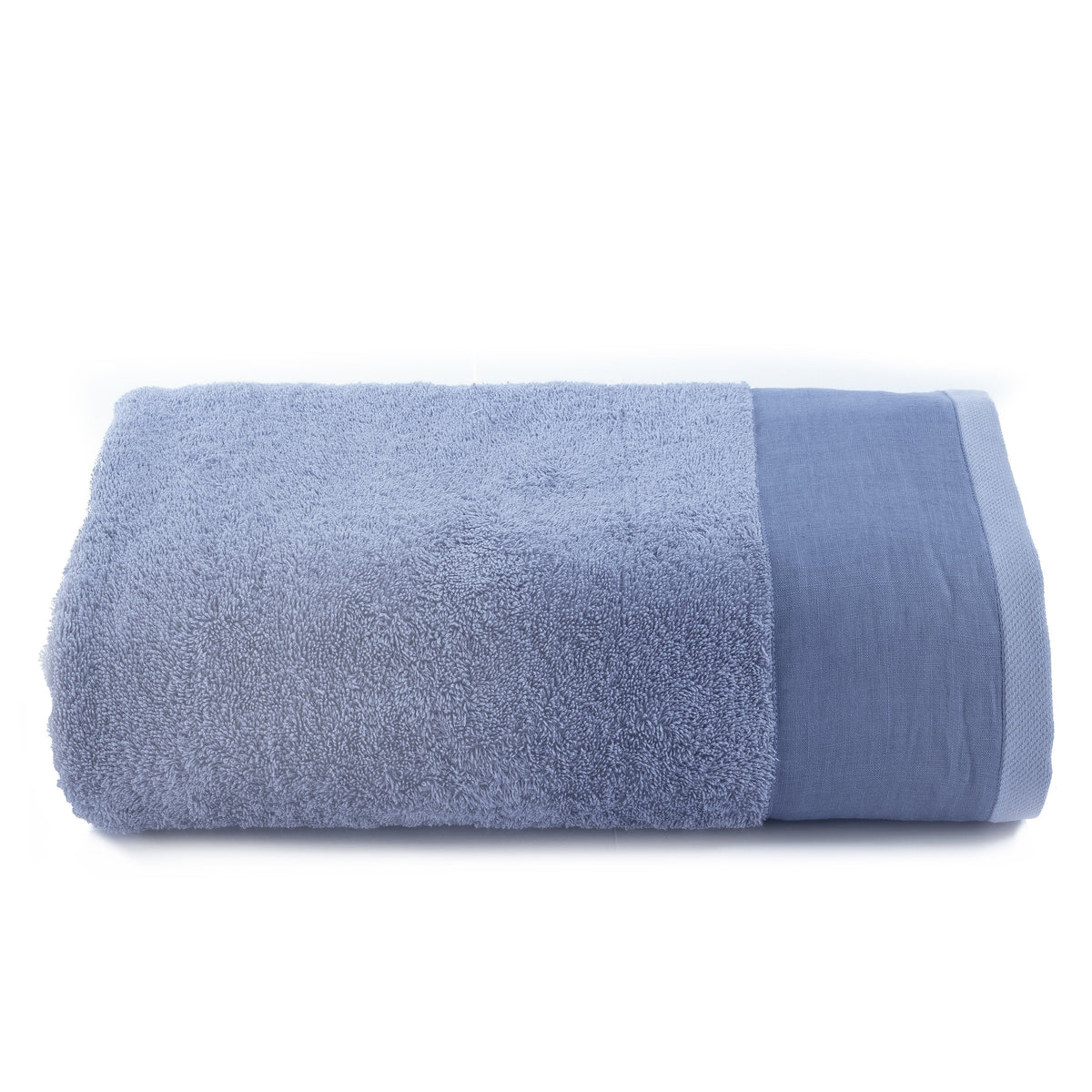 Towels in Stonewashed Terry Cotton with Linen Flounce - Loira