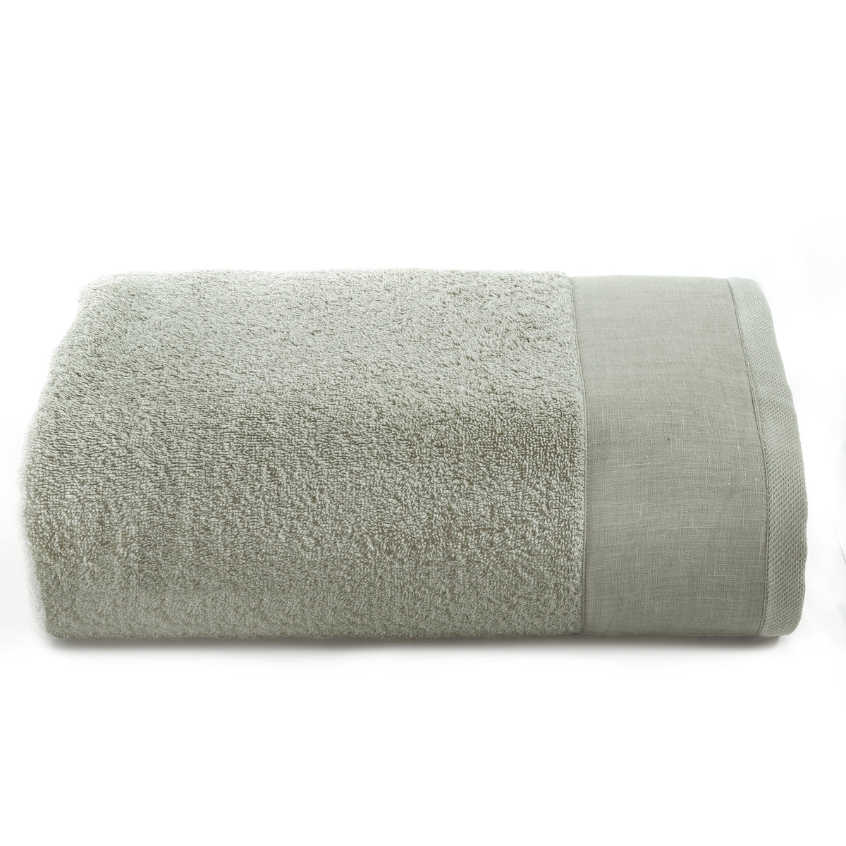 Towels in Stonewashed Terry Cotton with Linen Flounce - Loira