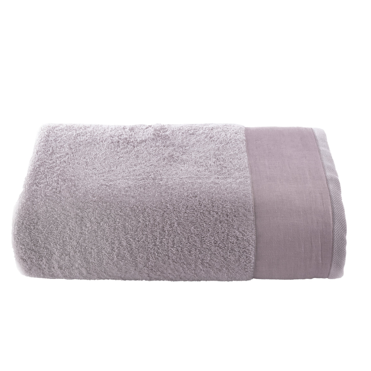 Towels in Stonewashed Terry Cotton with Linen Flounce - Loira