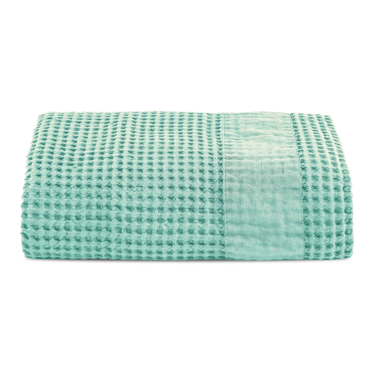 Towels in Stonewashed Cotton Honeycomb with Linen Border - Jaspy