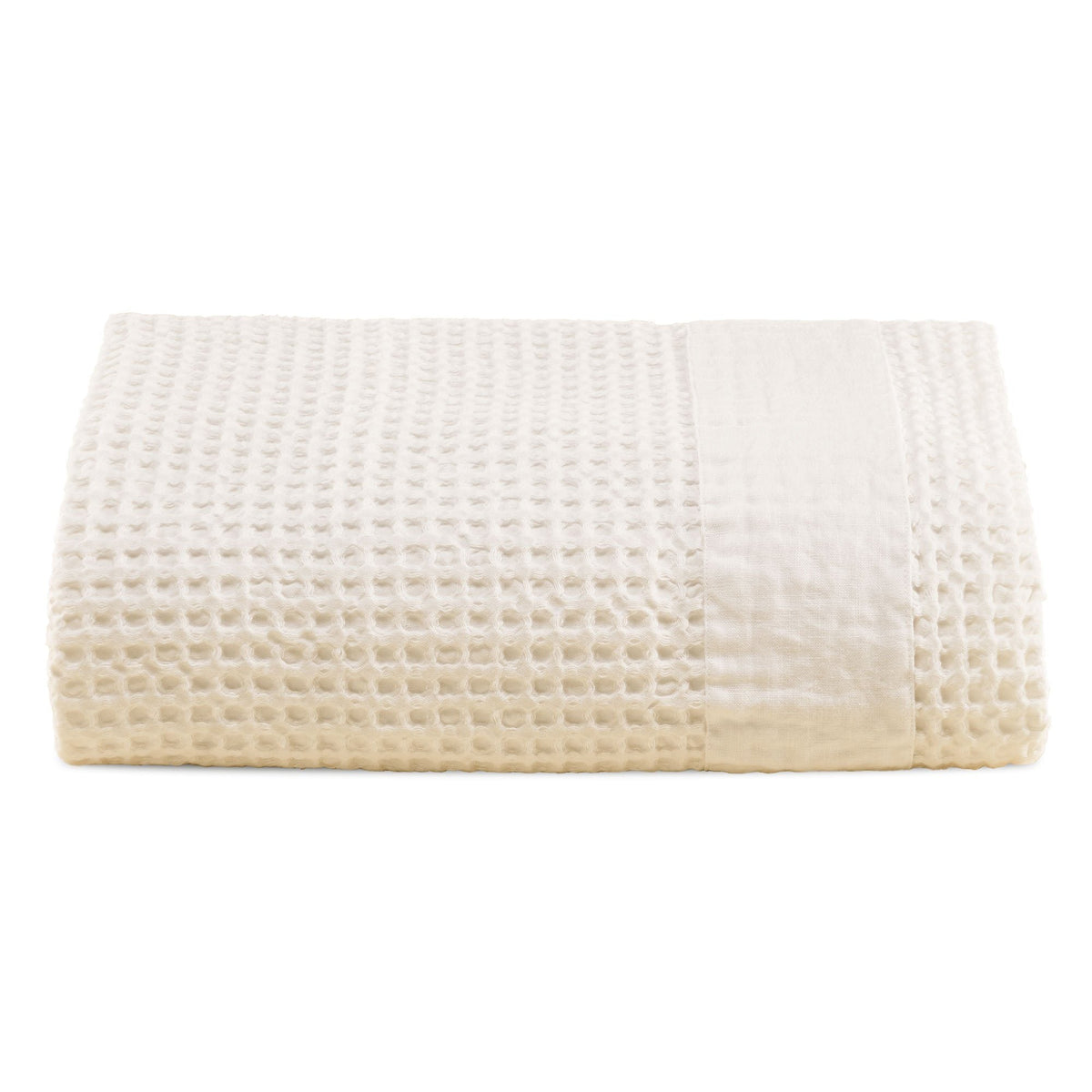 Towels in Stonewashed Cotton Honeycomb with Linen Border - Jaspy