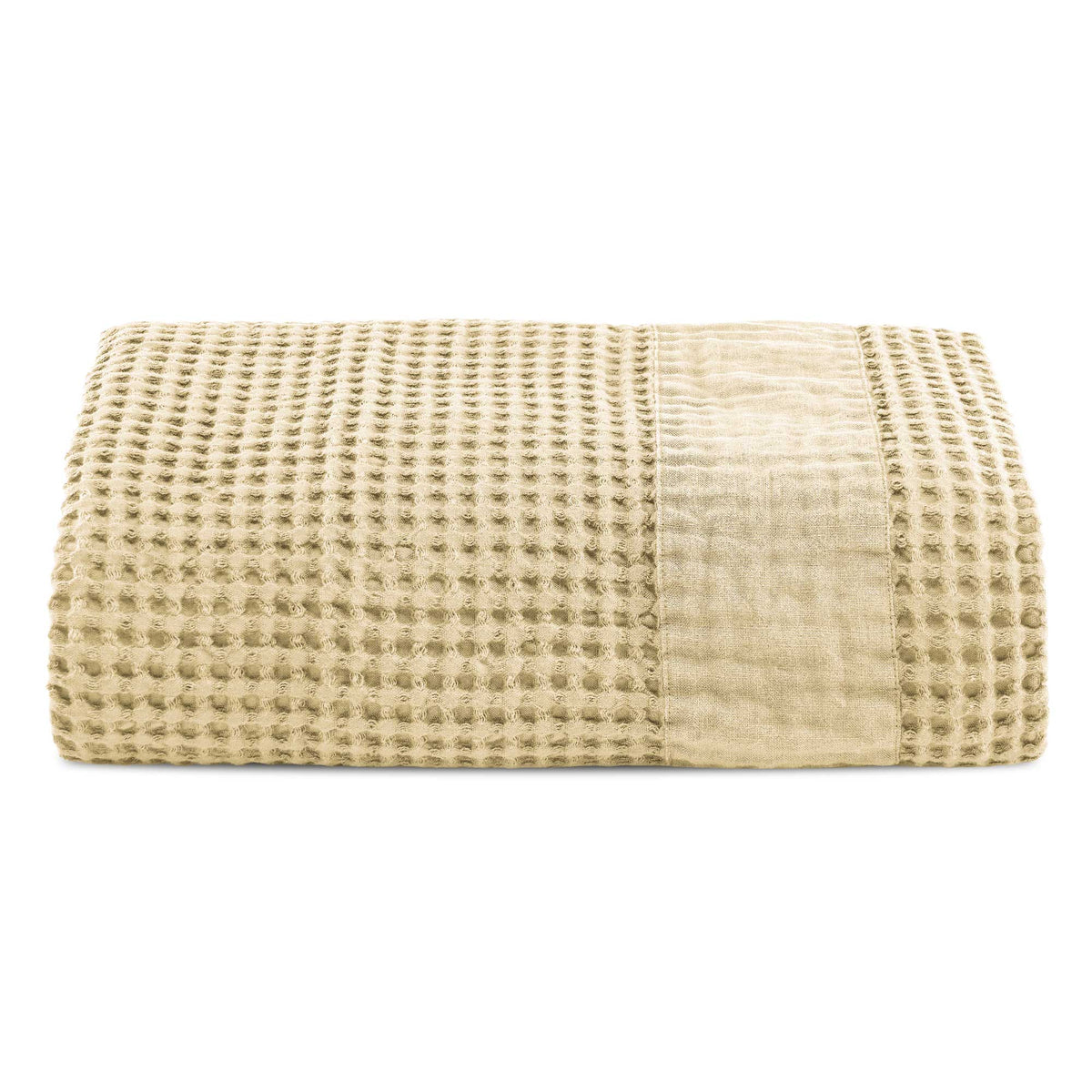 Towels in Stonewashed Cotton Honeycomb with Linen Border - Jaspy