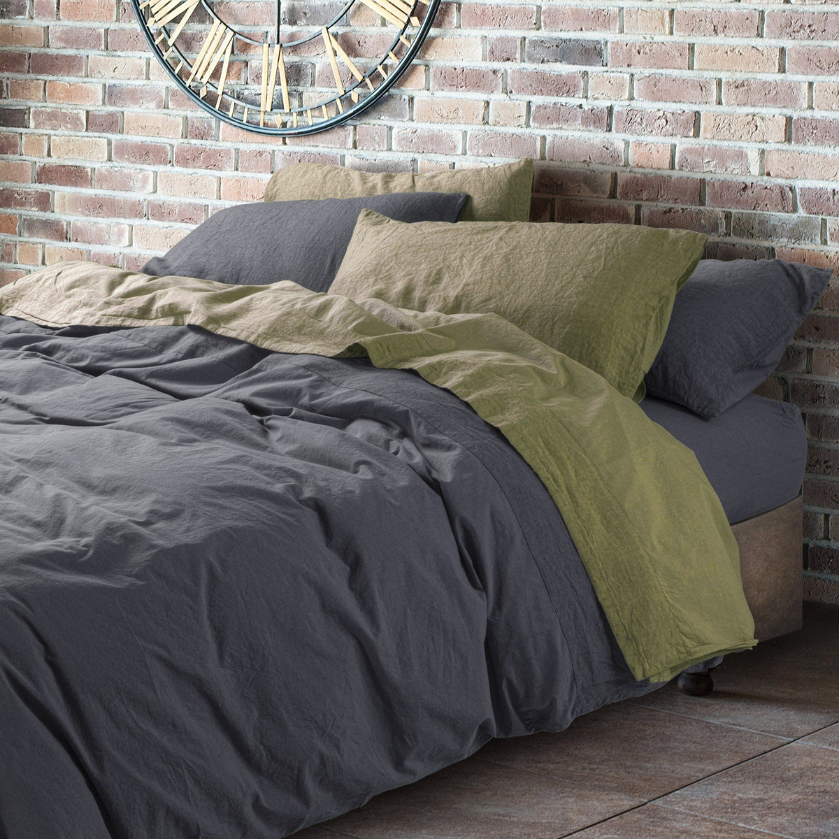 Duvet Cover Set in Stonewashed Cotton and Linen - Loira