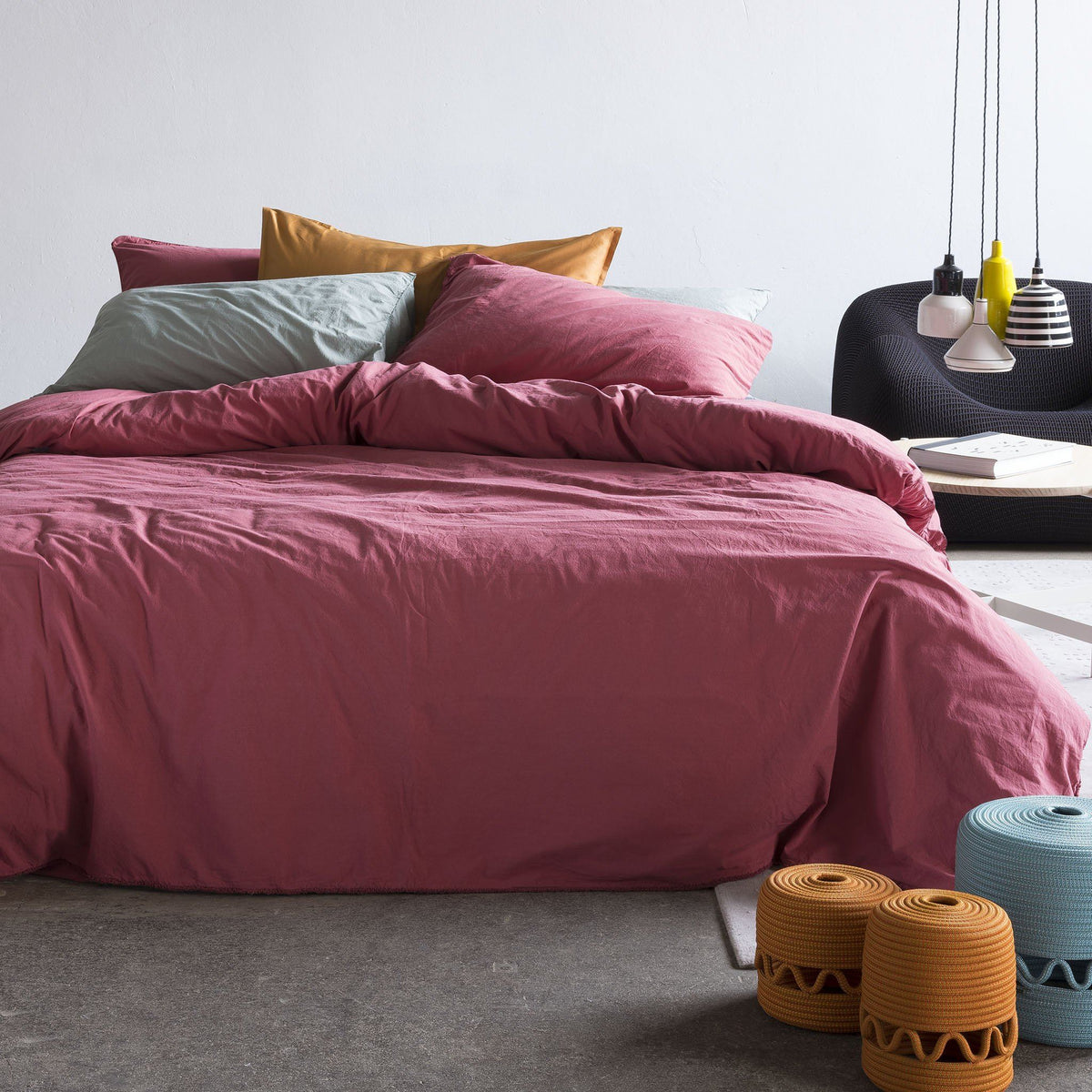 Duvet Cover Set in Pure Stonewashed Cotton - Senna