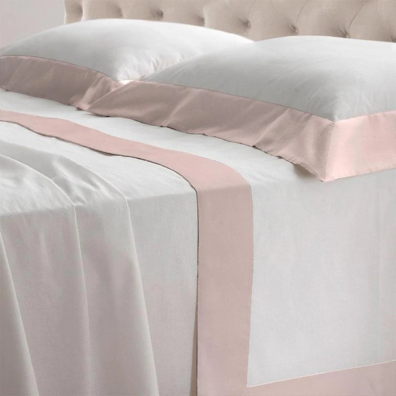 Sheets Set in Pure Cotton with Satin Border - Diamante