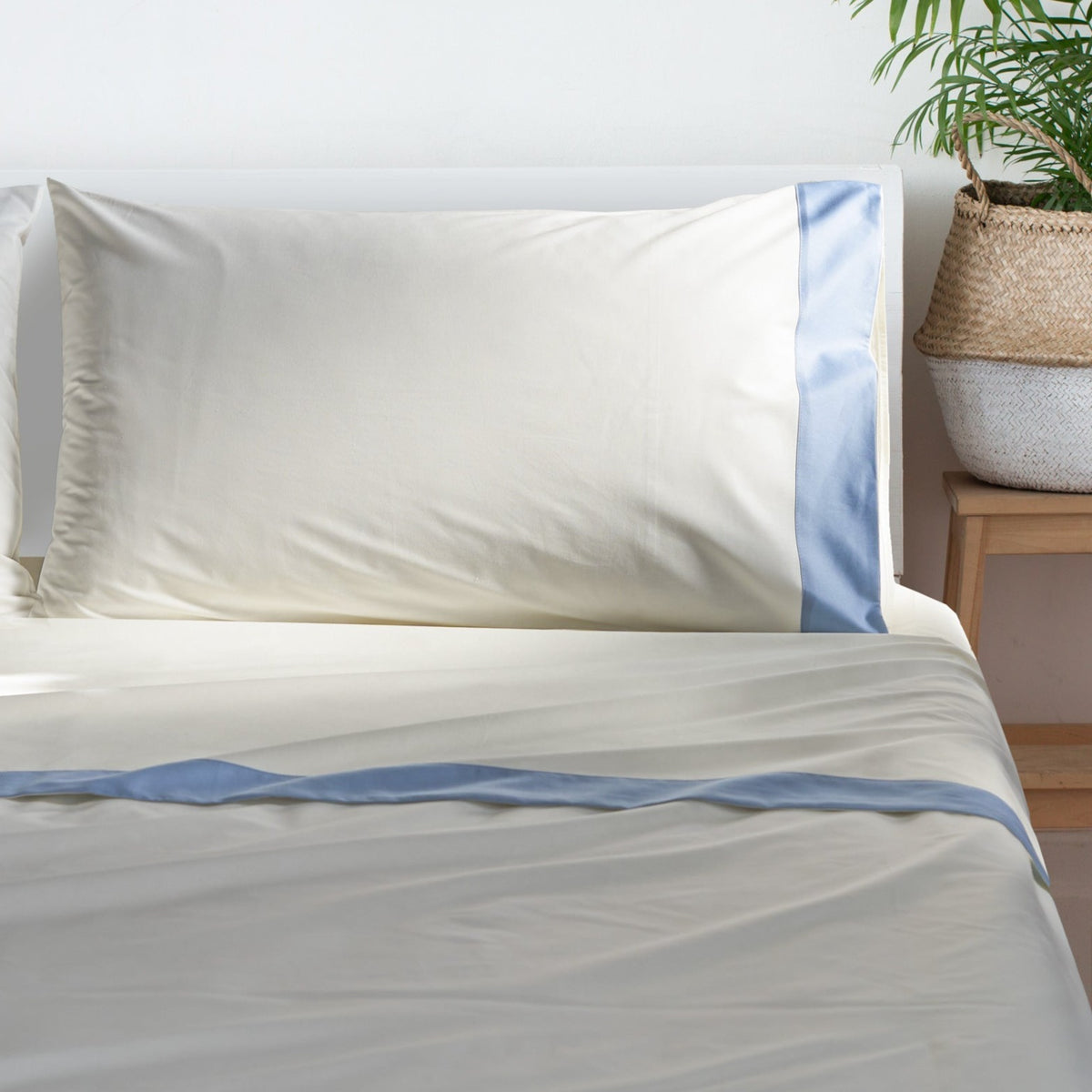 Bettlaken-Set aus reiner Baumwolle mit Satinrand – Smart