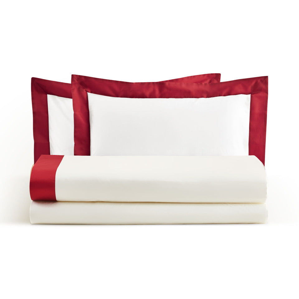 Bettlaken-Set aus Baumwollsatin mit kontrastierendem Volant – Trevi