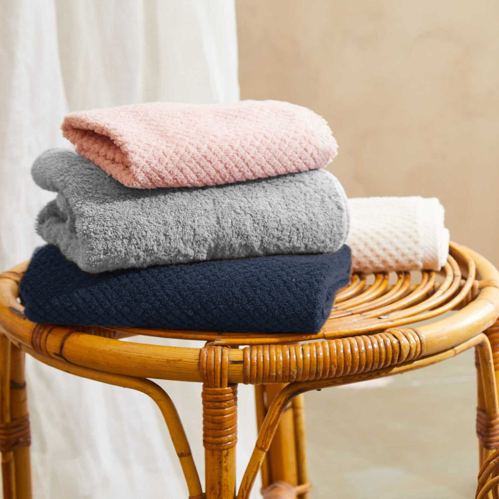 Coppia di Asciugamani Nido d'Ape Stonewashed Tinto in capo - Shiva Coppia di spugna Lisola 