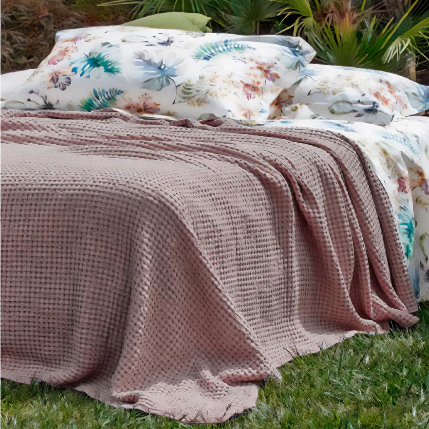 Bedspread in Cotton Honeycomb StoneWashed - Anthony