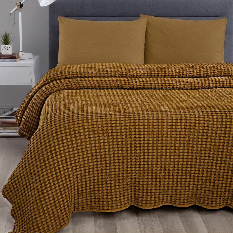 Bedspread in Cotton Honeycomb StoneWashed - Chaltony