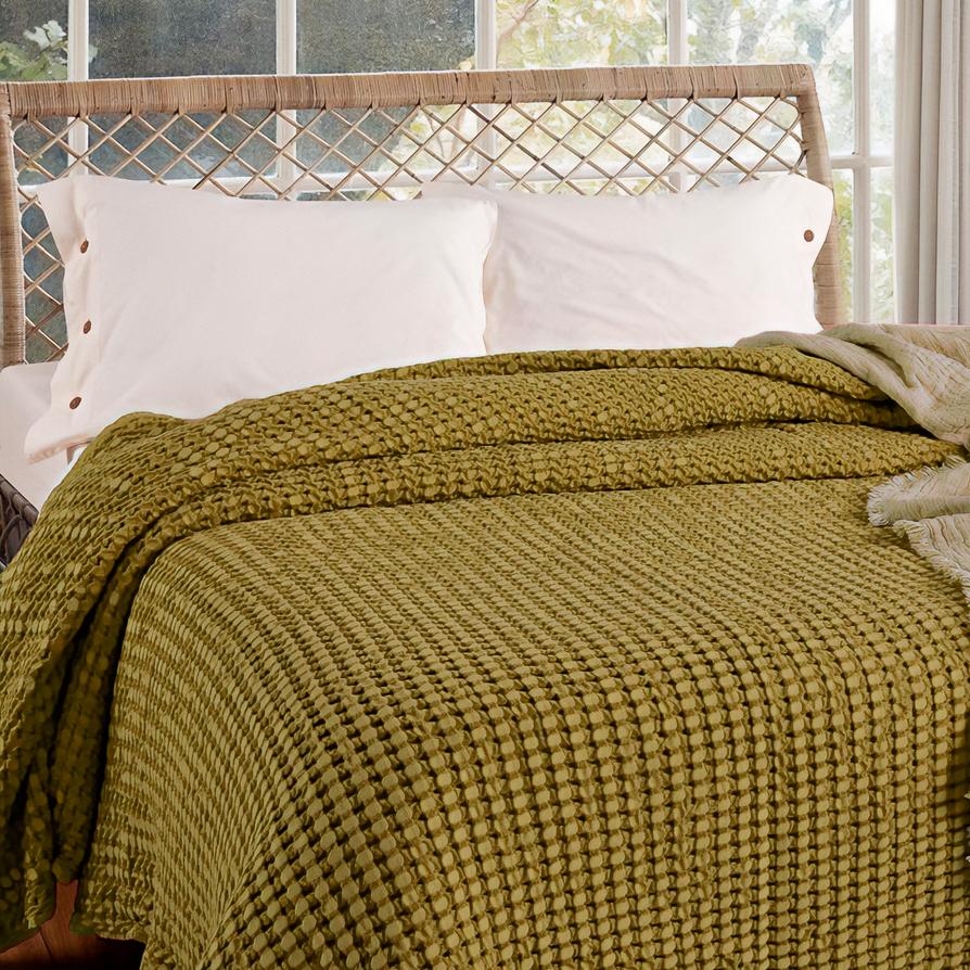 Bedspread in Cotton Honeycomb StoneWashed - Chaltony