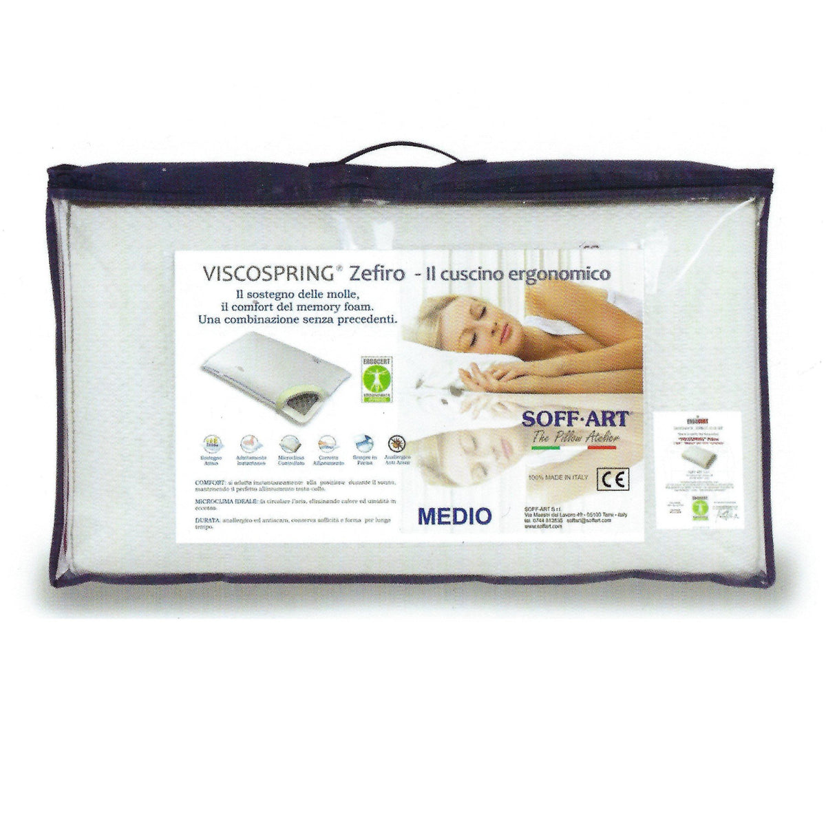 Hypoallergenic Pillow in Memory Foam and Springs - Viscospring Zefiro