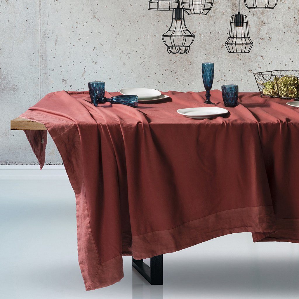 Tablecloth in Stonewashed Cotton with Linen Edge - Loira