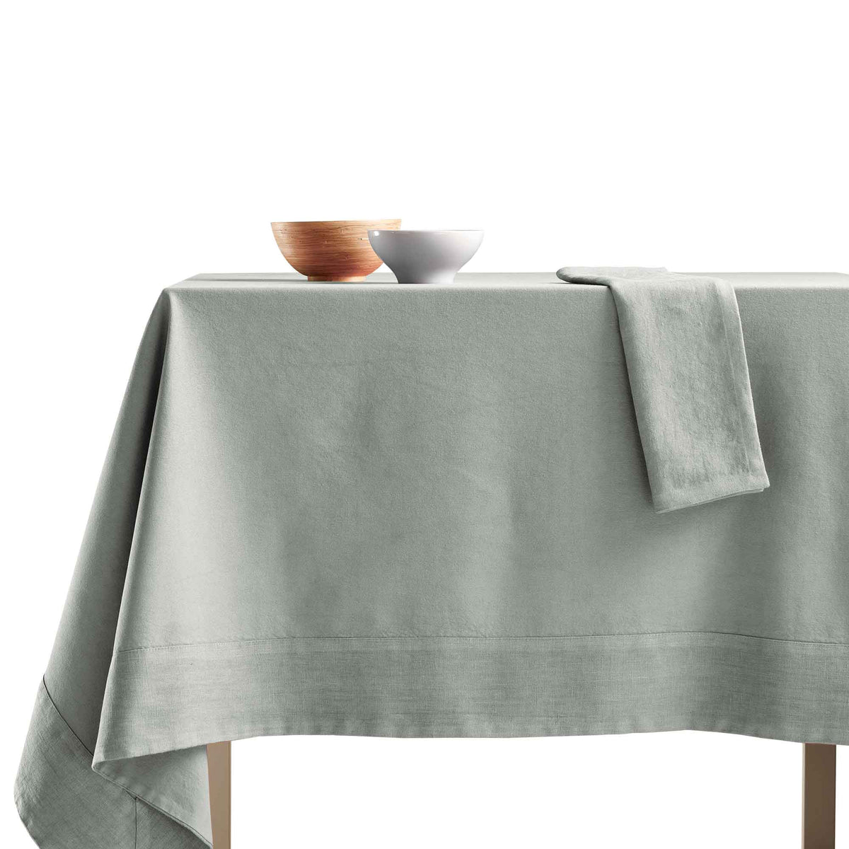 Tischdecke aus Stonewashed-Baumwolle mit Leinenrand – Loira