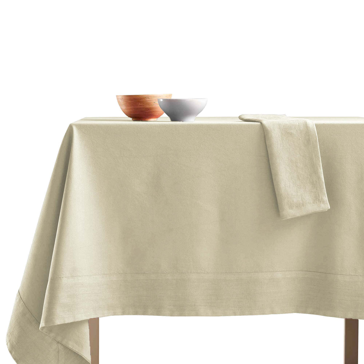 Tablecloth in Stonewashed Cotton with Linen Edge - Loira