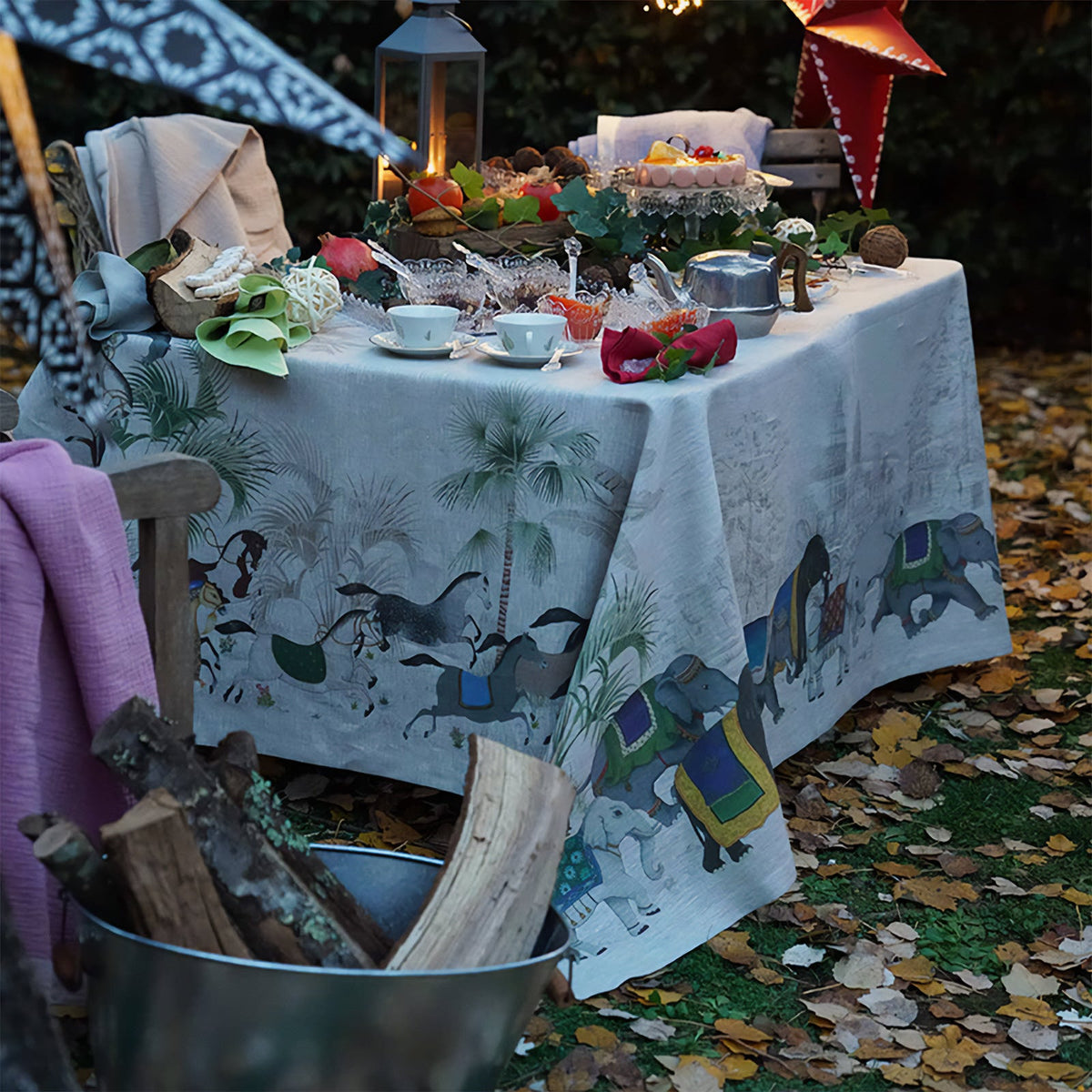 Tischdecke aus reinem Leinen mit Tiermuster – Barnum