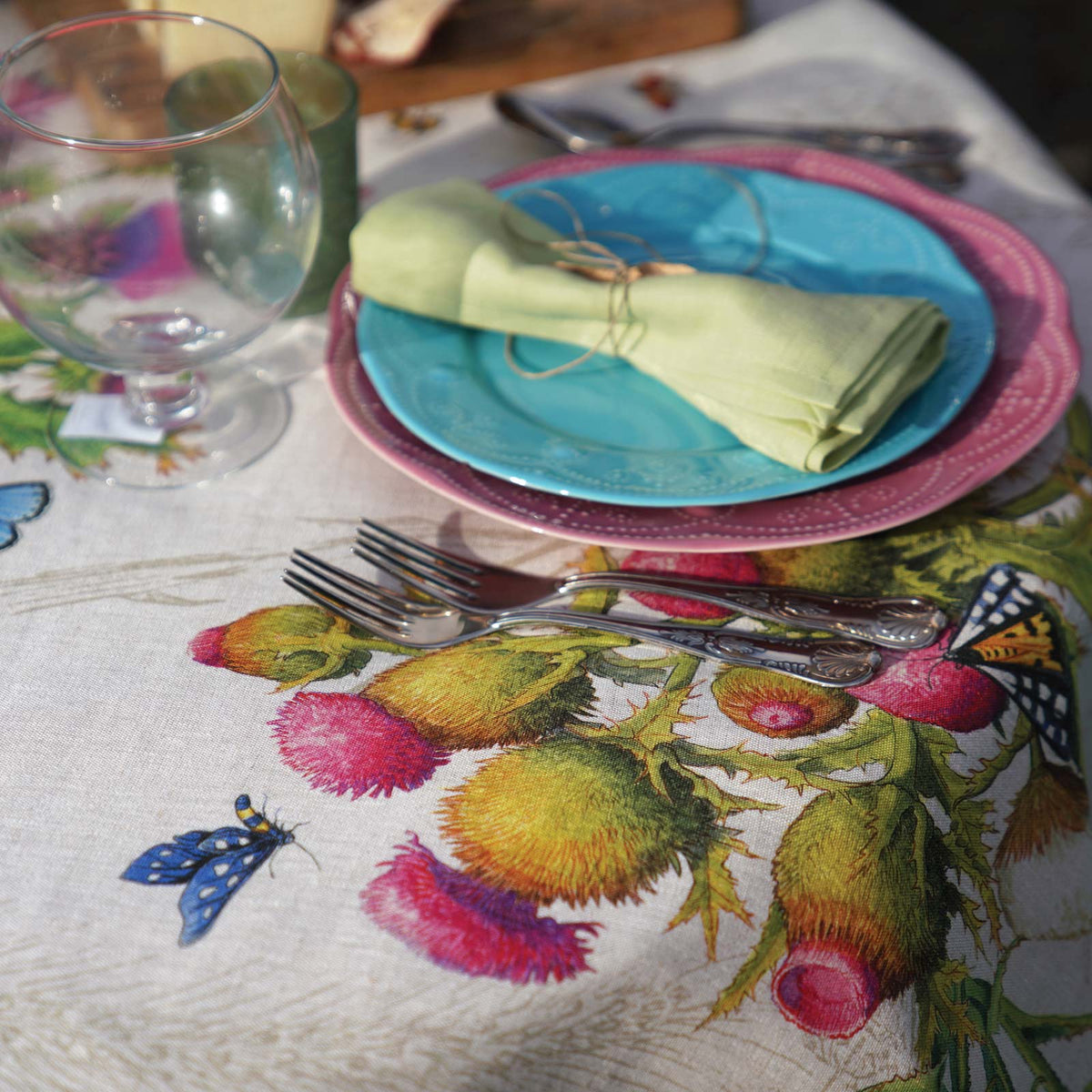 Tischdecke aus reinem Leinen mit Blumenmuster – Cynar